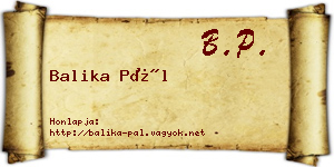 Balika Pál névjegykártya